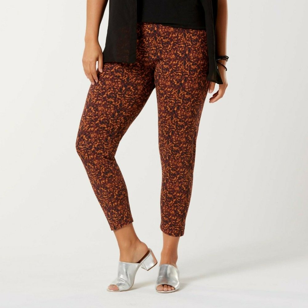 Simply Emma Ladies Plus Leggings Animal Print Prown Size 2X